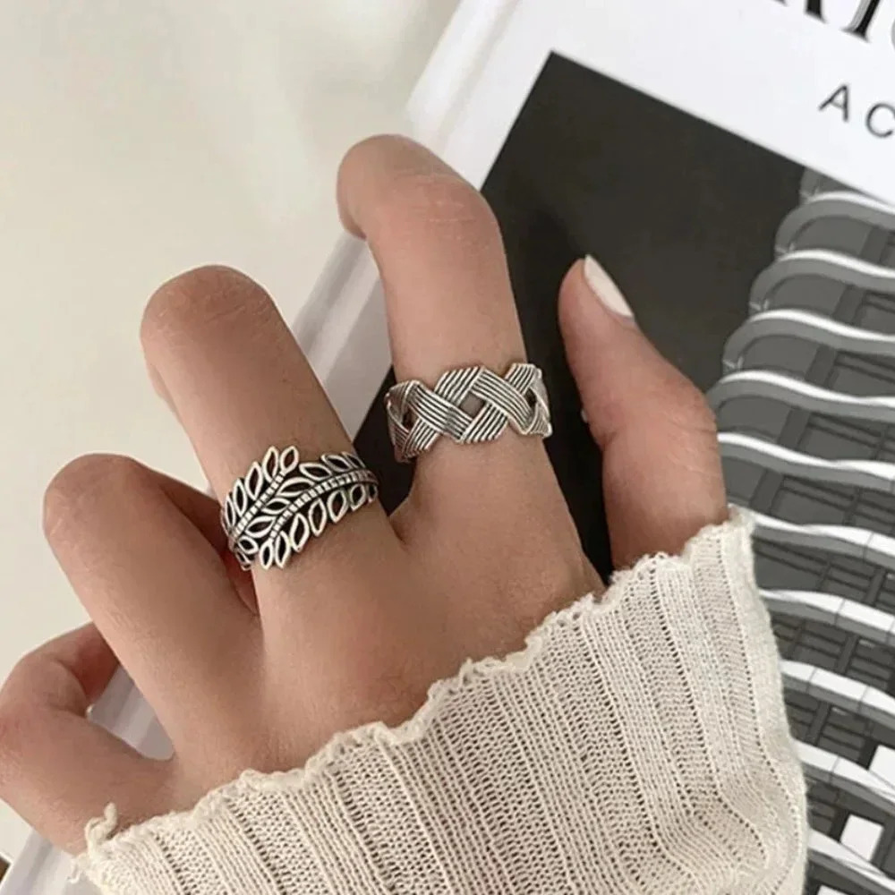 Minimalist 925 Sterling Silver Leaf Ring Criss Cross Ring Dainty Wrap Twist Ring